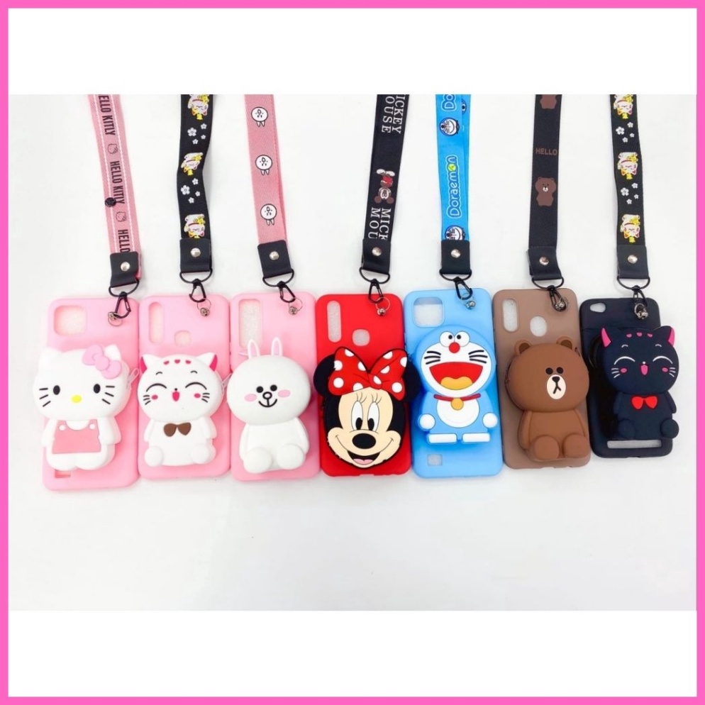 Paling Laris CASE VIVO Y20 / Y20S / Y20I / Y12S  DOMPET KARTUN + TALI GANTUNGAN