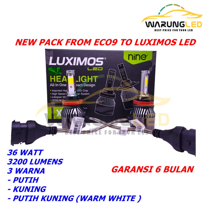 LAMPU LED FOGLAMP MOBIL LED X9 ECO9 LUMINOS H11 3 WARNA SUPER BRIGHT