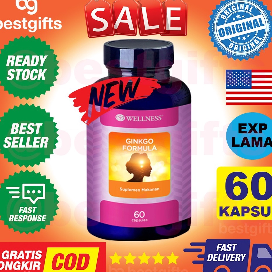 Serba Murah WELLNESS GINKGO GINKO GINGKO GINGO BILOBA FORMULA VITAMIN DAYA INGAT SARAF OTAK VERTIGO 