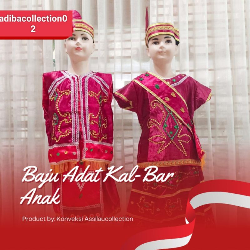 baju adat tradisional kalbar/kalimantan barat//pakain adat nusantara kalimantan barat  ukuran anak-a