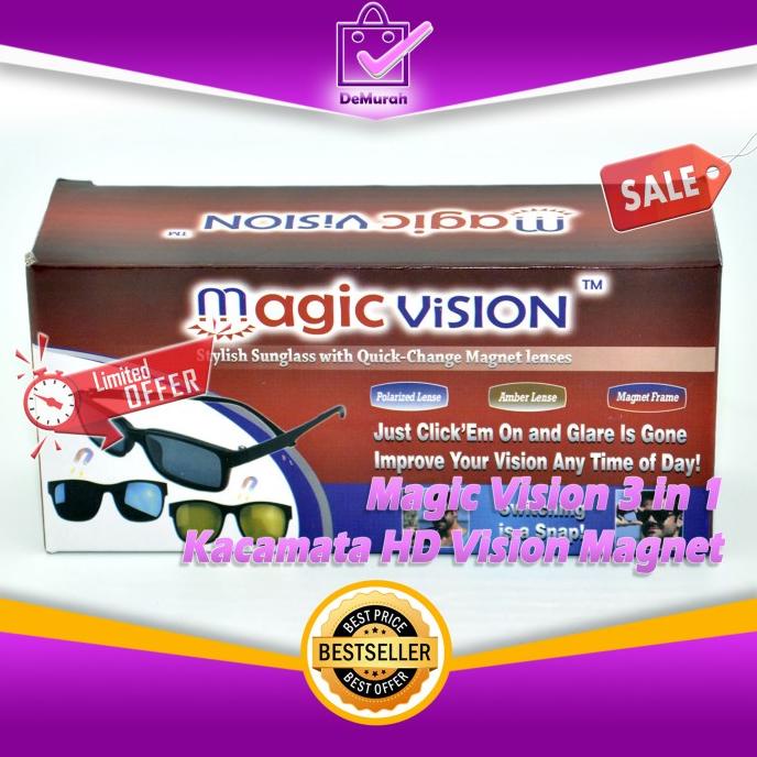 Terbaru Magic Vision 3 In 1 Kacamata Hd Vision Magnet Original