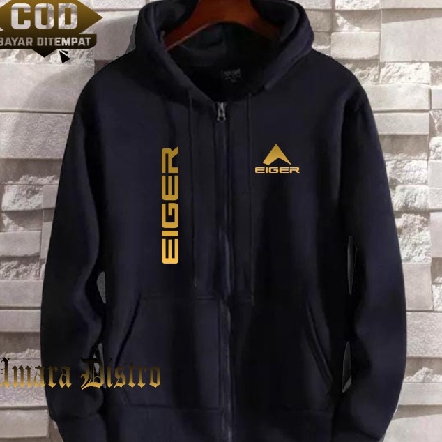 Terkini Umara86 Jaket Distro Resleting Kupluk 1205 Kiri Kanan Text Gold Jaket Cewek Cowok Premium Ja