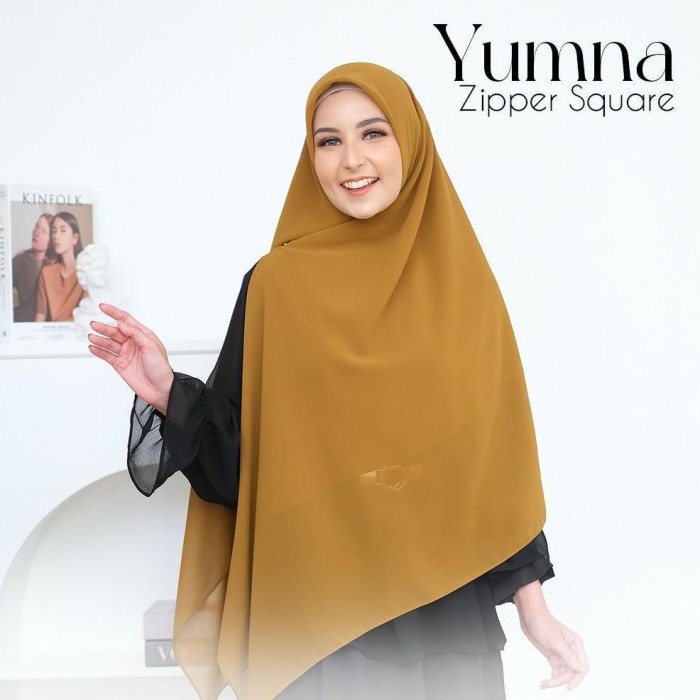 Asli Hijab Instan Zipper Square Kerudung Syar'I Kekinian Yumna Zipper
