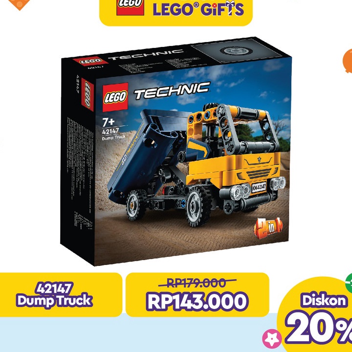 ➘Super Promo❀ LEGO Technic 42147 Dump Truck Building Toy Set (177 Pieces) Mainan Balok (7 Tahun+) T6
