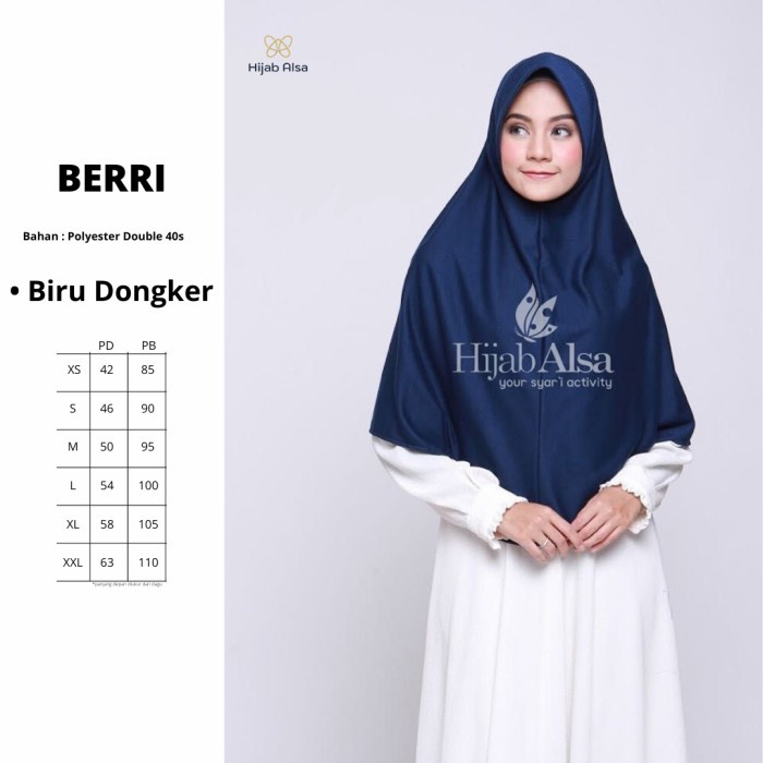 Jilbab Bergo Kaos Instan Hijab Alsa Berri - Biru Dongker