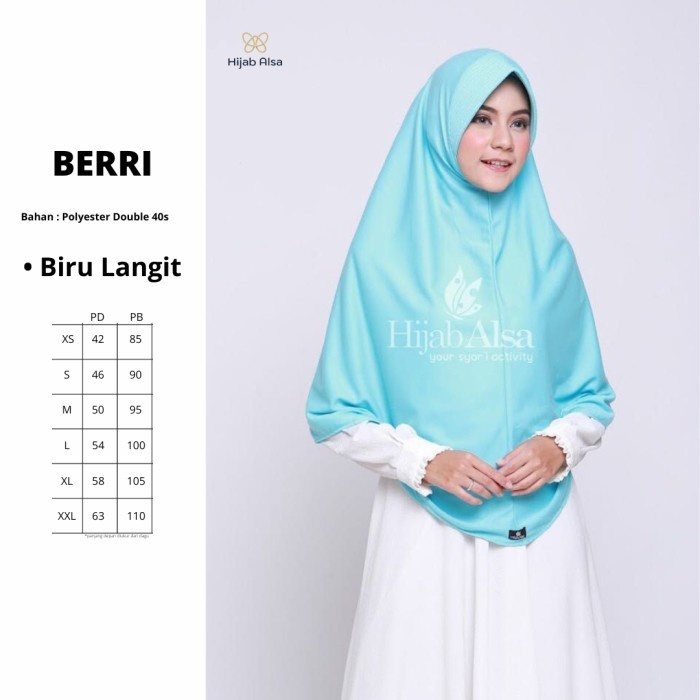 Jilbab Bergo Kaos Instan Hijab Alsa Berri - Biru Langit