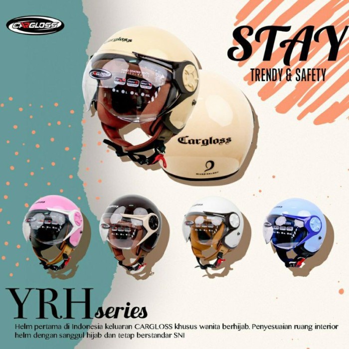 Promo Helm Cargloss Hijab Yrh Half Face