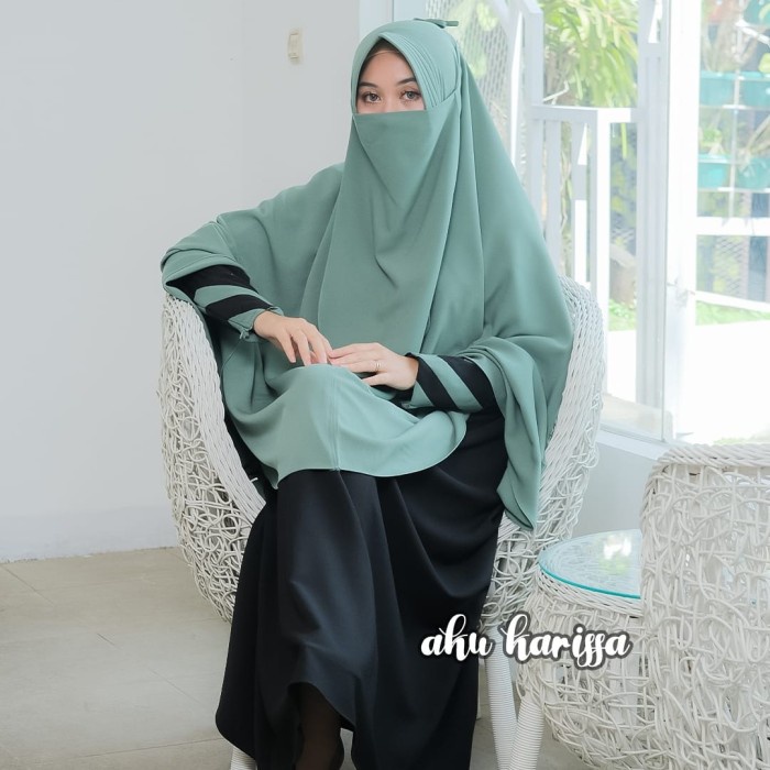 Gamis Set Hijab Dewasa Cadar Gratis Ciput Rajut