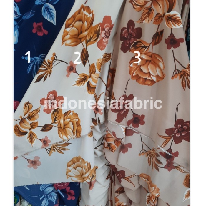 Kain Bahan Wolfis Wolvis Woolpeach Gamis Tunik Hijab Kerudung Motif