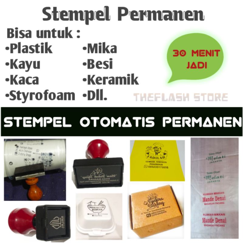 

Stempel Otomatis Permanen Plastik/Kayu/Styrofoam Desain Custom