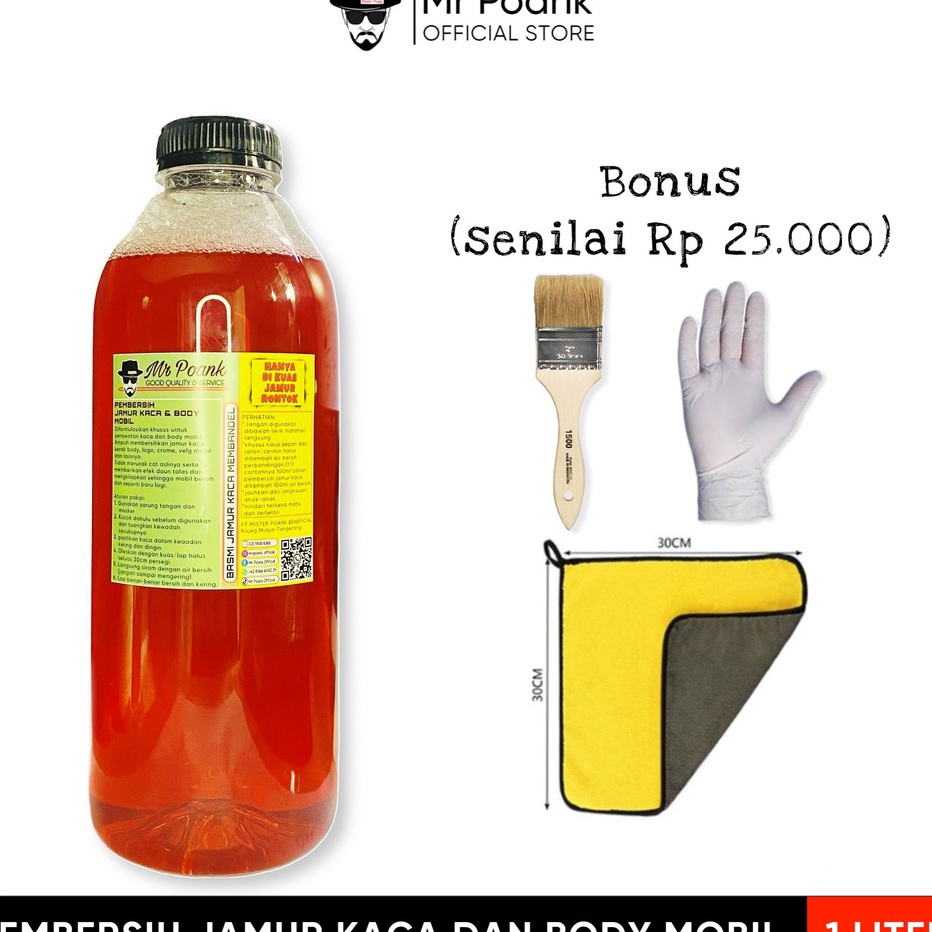 Terbaik..!! Mr Poank Obat Cairan Pembersih Jamur Kaca Mobil dan Kerak Body Mobil Paling Ampuh 1 Lite