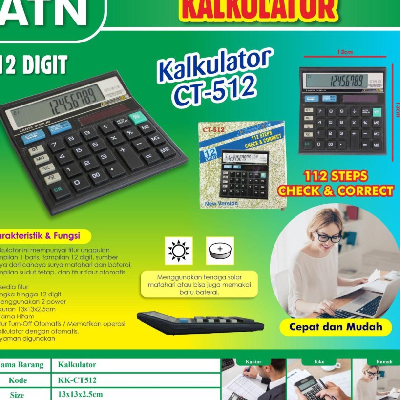 

VJSH7136 ORIGINAL% Kalkulator Calculator Model Citizen CT512 CT 512 12 Digit