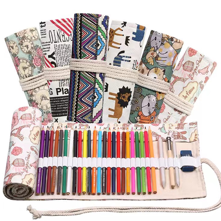 

BNWN0882 Bohemian Tas Pensil Gulung Canvas 36 Slot Ukuran 46x20cm / Colour Pencil Case Slots / Tas Tempat Pensil Warna Gulung Canvas