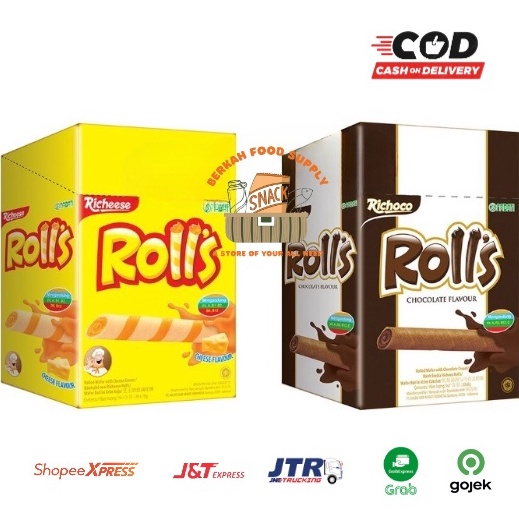 

☊✵ ( BERKAH ) Nabati ROLLS Box 20 pcs x 8 gr Roll’s Cheese Chocolate Richeese Coklat Keju Snack Cemilan Anak Terlaris