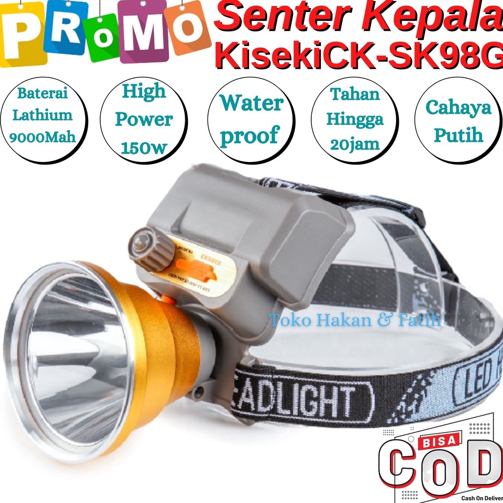 PALING LARIS Senter Kepala Cas KISEKI CK-SK98G SUPER TERANG 150 Watt Tahan 20Jam | Headlamp Kiseki C
