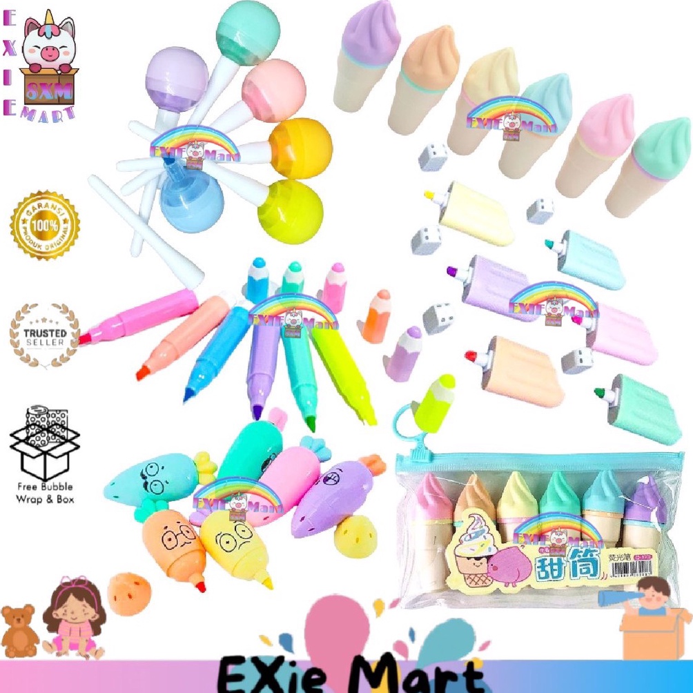 

MBFT-80 HIGHLIGHTER SPIDOL WARNA ICE CREAM CONE PADDLE CANDY ISI 6PCS - HIGHLIGHTER SPIDOL WARNA SET UNIK LUCU PENCIL LOLIPOP SET Weekend