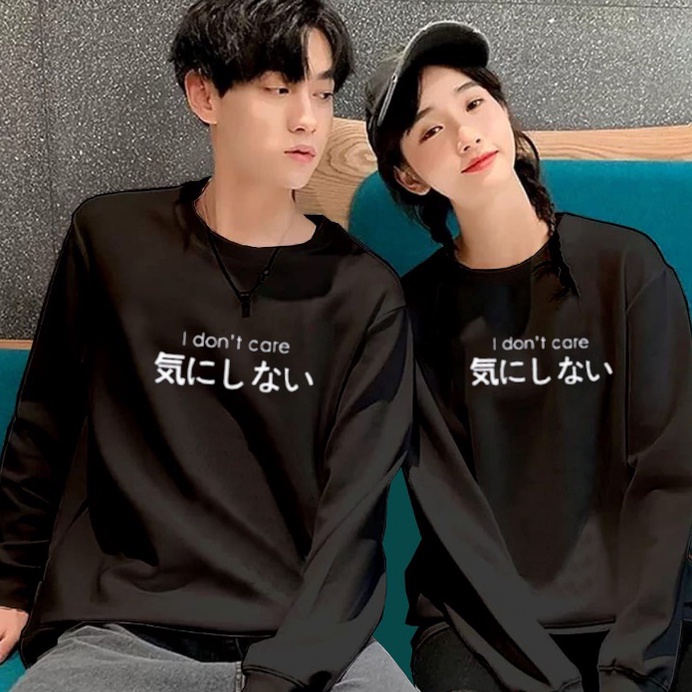 Star Seller.. COD BAJU LENGAN PANJANG PASANGAN I DONT CARE  - KAOS COUPLE DISTRO TRENDY TERLARIS