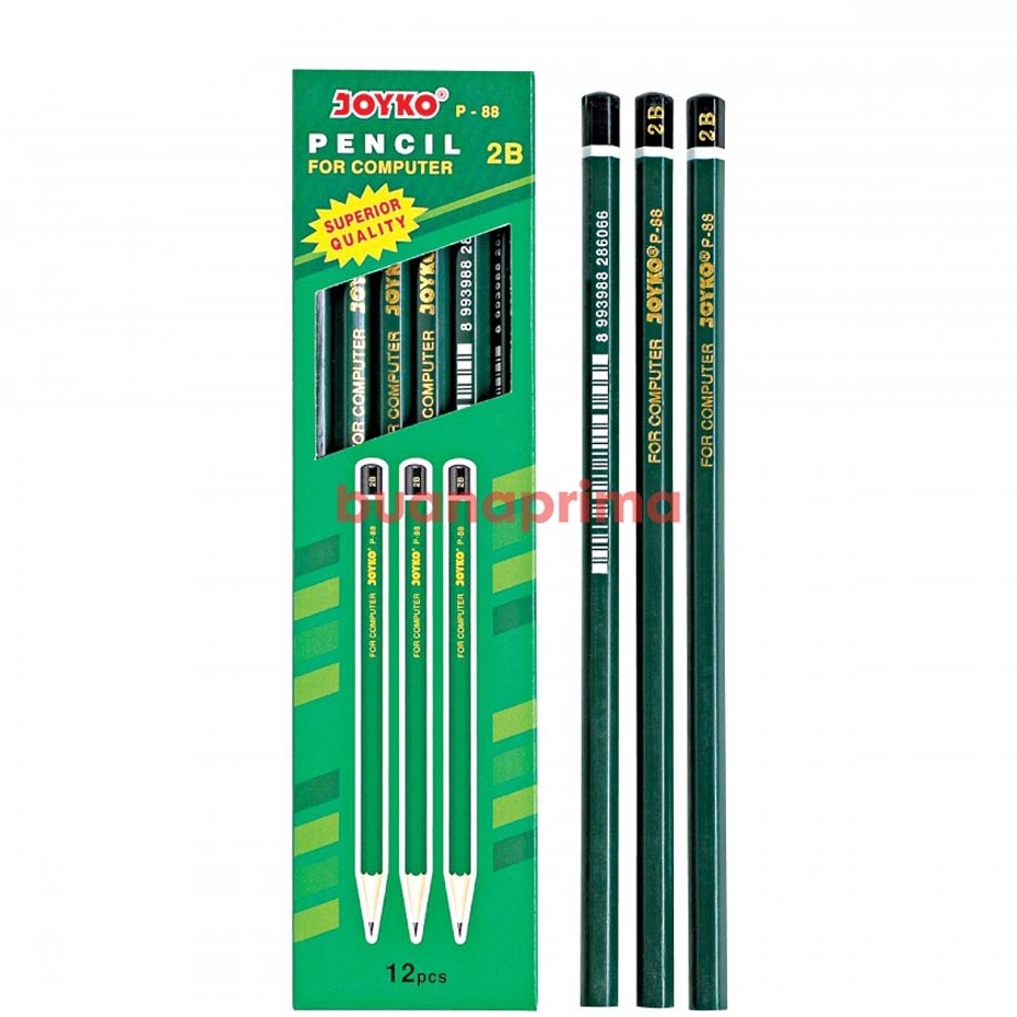 

❊Ready Stock Pensil Joyko P-88 2B isi 12 pcs Pencil Kayu Hijau Menulis P88 L84 ❇