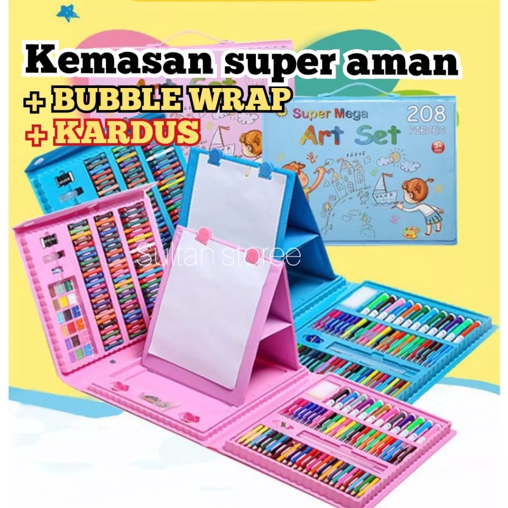 

znvv -4 Art set Crayon Anak Pengasah 208pcs DAN 150pcs Set Alat Menggambar Melukis anak Flash Buy