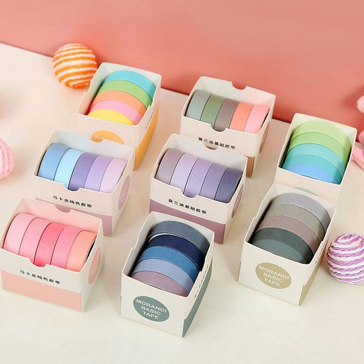 

✭Harga Promo✤➧ Masking Tape Set 5pc Essential Collection / washi tape decorative T87 ✳