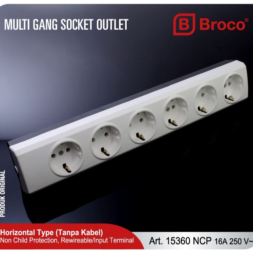 ➞ STOP KONTAK BROCO 6 LUBANG / TERMINAL / COLOKAN LISTRIK BROCO r Premium ★★★.