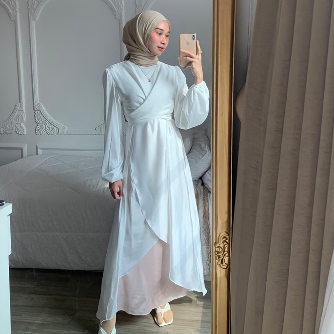 Ready Stock ELENA Tunik - BAJU FASHION MUSLIM GAMIS MAXMARA SILK DRESS SATIN TUNIK SATIN JUMBO BAJU 