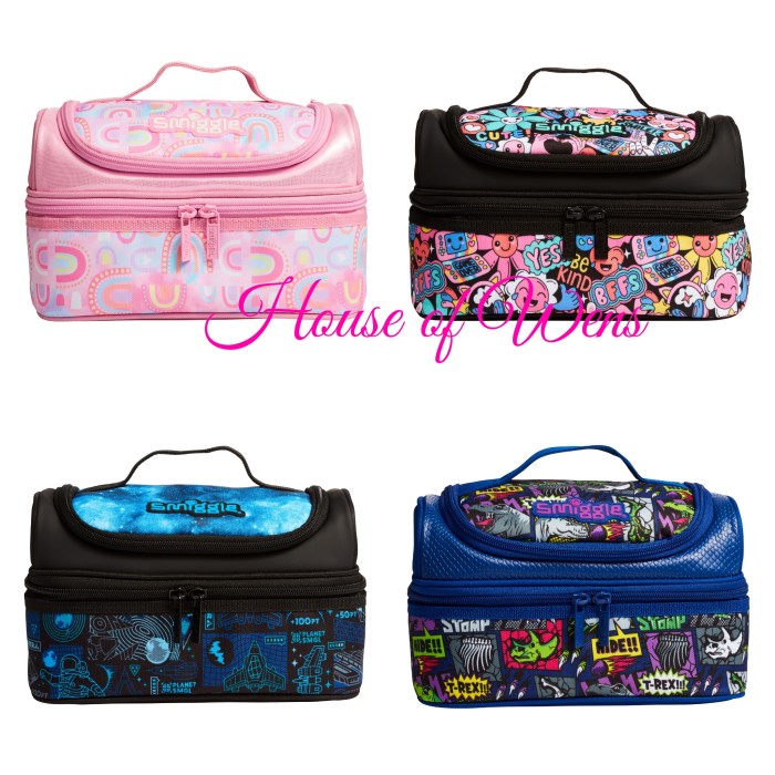 SMIGGLE BRIGHT SIDE DOUBLE DECKER LUNCHBOX ORIGINAL - TAS BEKAL