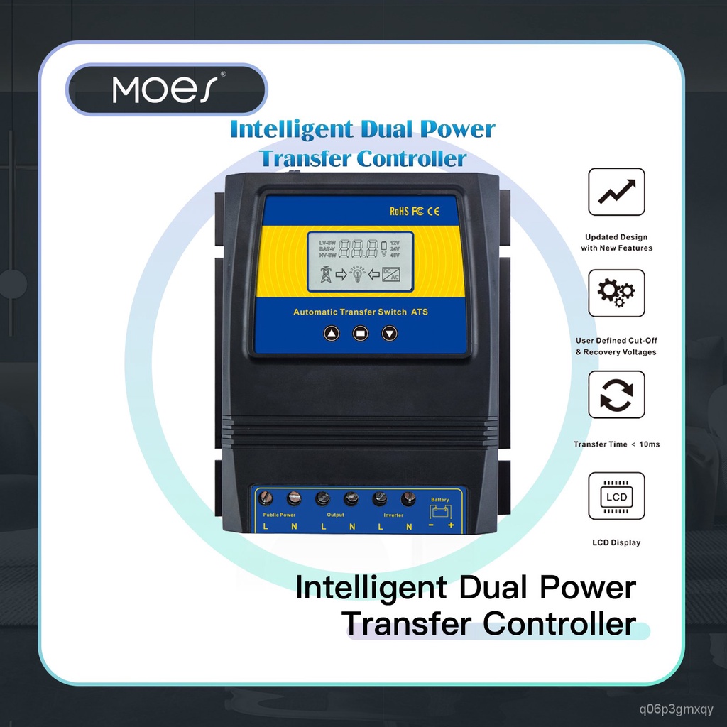 ✅&Automatic ATS Dual Power Transfer Switch Solar Charge Controller for Solar wind System DC 12V 24V 