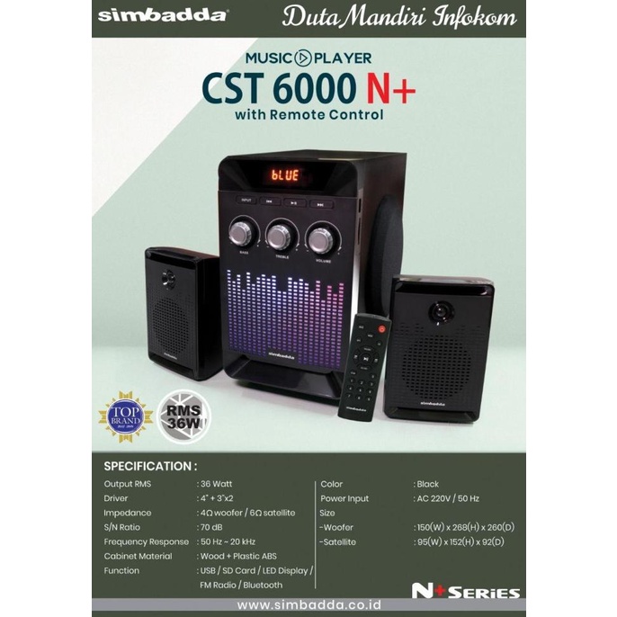 Simbadda Speaker CST 6000 N+ Music Player - CST 6000N+ with Remote