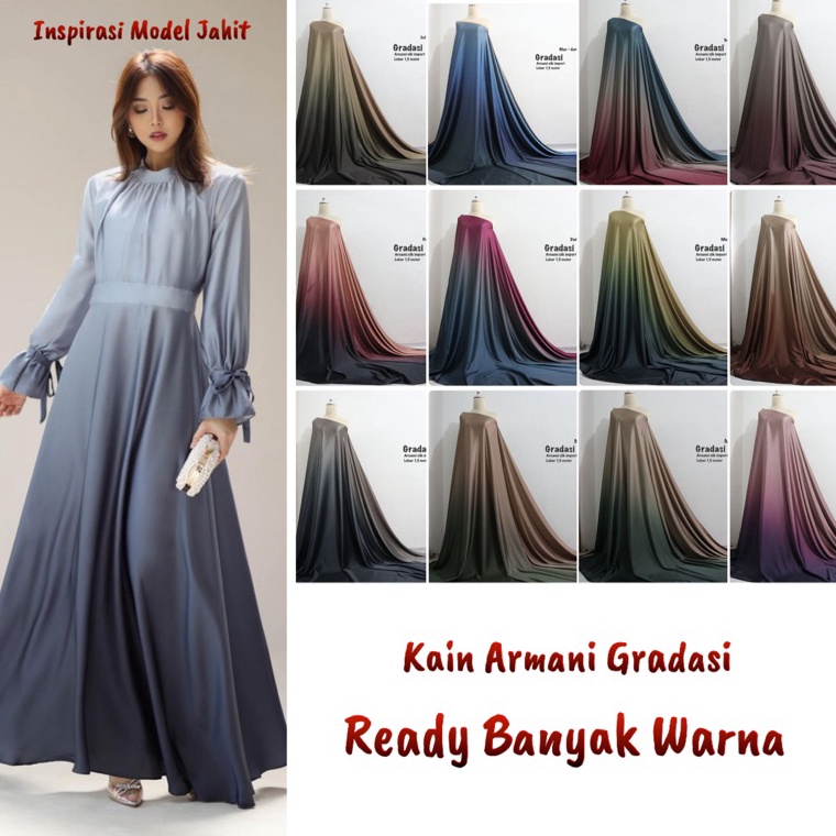 Murah☑Bahan Kain Armani silk Gradasi motif / armany silk ombre / bahan gamis seragam / kain silk met
