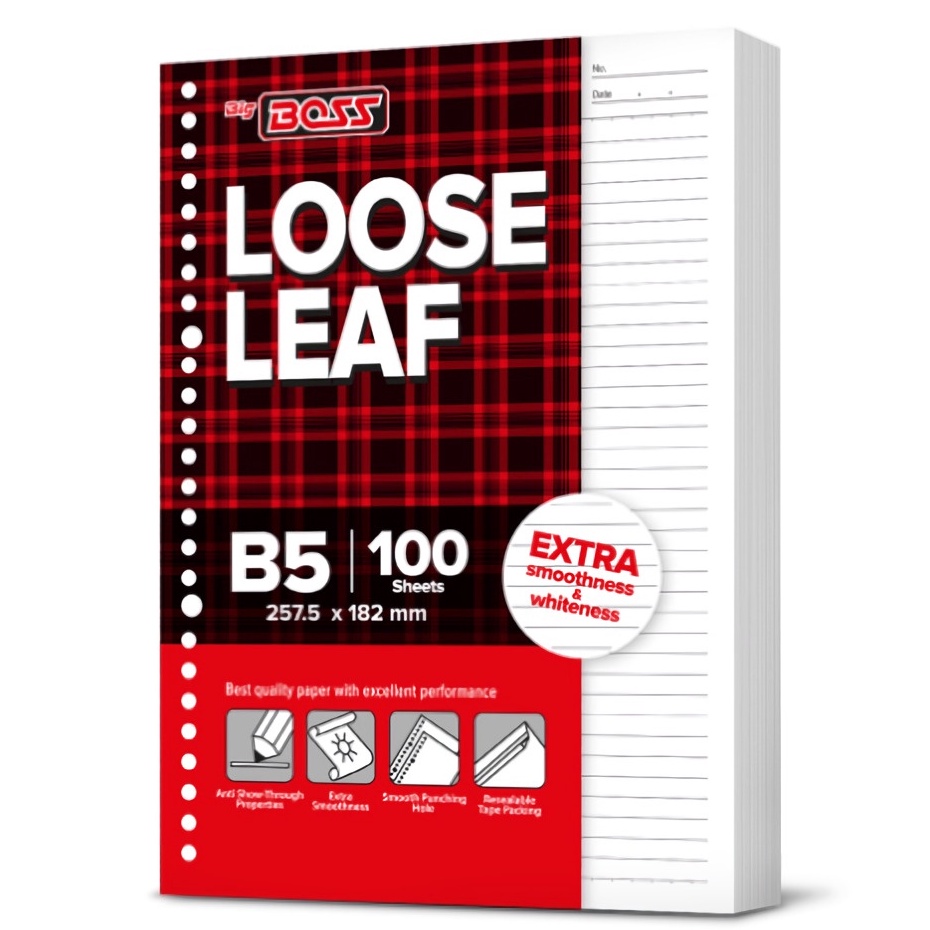 

➴Terupdate↑ Loose Leaf Bigboss / Isi Binder Ukuran B5 Isi 100 Lembar Bergaris J40