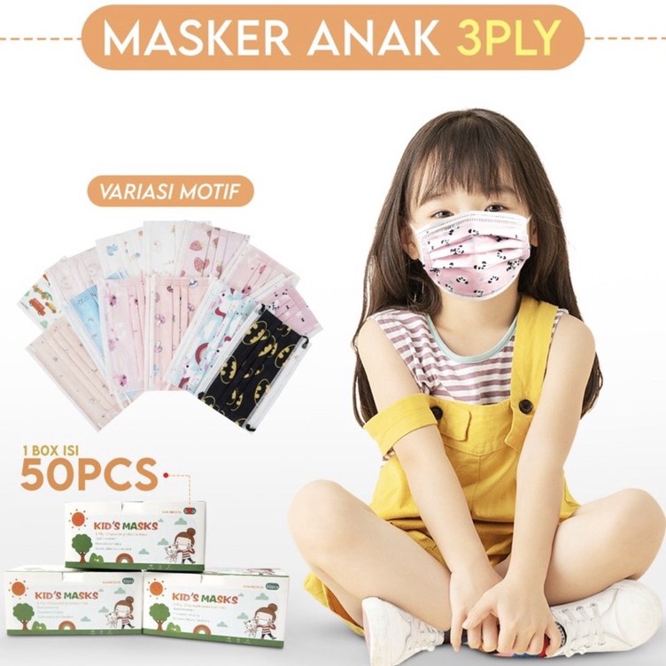 Stok Banyak MASKER ANAK 3PLY GAMBAR / MASKER 3PLY MOTIF ANAK (50pcs) Terupdate