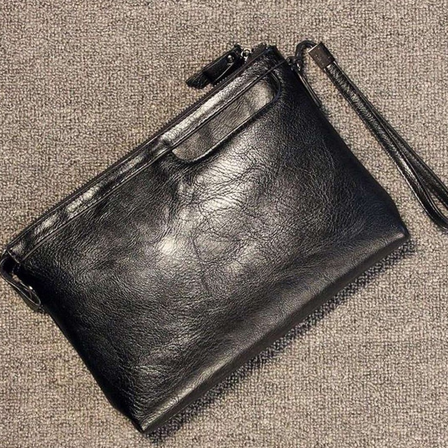 Terkini Pennay Men Bags - Tas Clutch Kulit Pria Detroit  - Tas Tangan Import Hitam