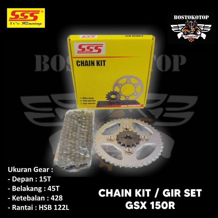 SSS Chain Kit Gear Set Depan Belakang Rantai Suzuki GSX R150 GSX 150S Original