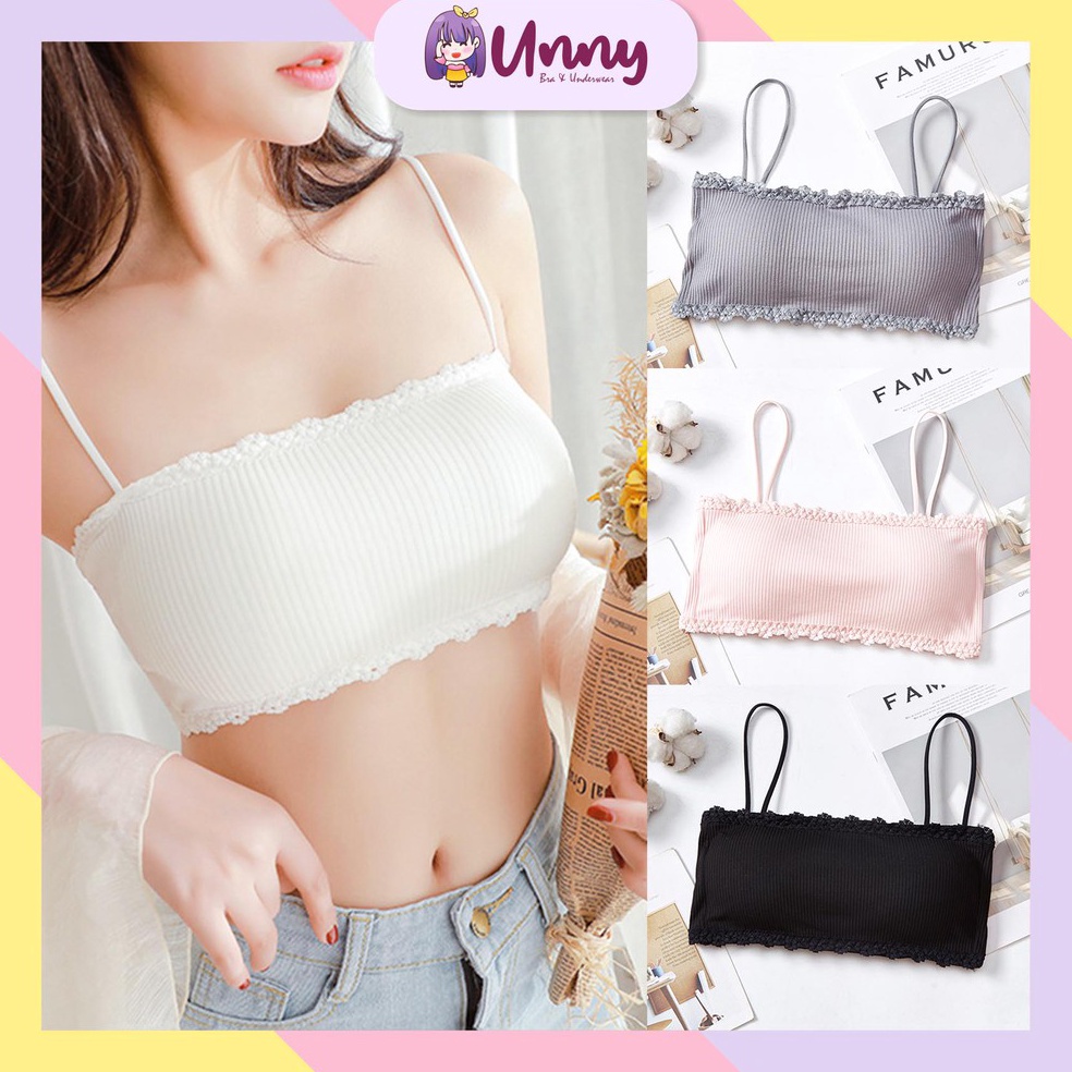 Ready Stock✅UNNY.ID Bra Tali Renda Model Crop Top BH Kemben Wanita Kekinian Ala Korea Import Murah✹