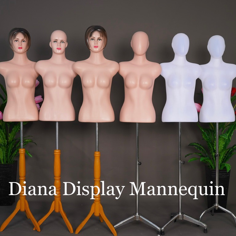 PALING LARIS PATUNG MANEKIN BAJU TORSO WANITA DEWASA SETENGAH BADAN DENGAN KEPALA SET KAKI KAYU KAKI