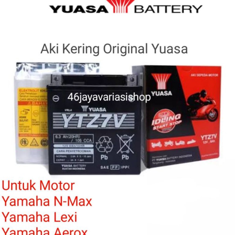 PALING DIMINATI AKI YUASA YTZ7V 12V-6AH YAMAHA N-MAX OLD AEROX SERIES LEXI DLL AKI KERING YUASA AKI 