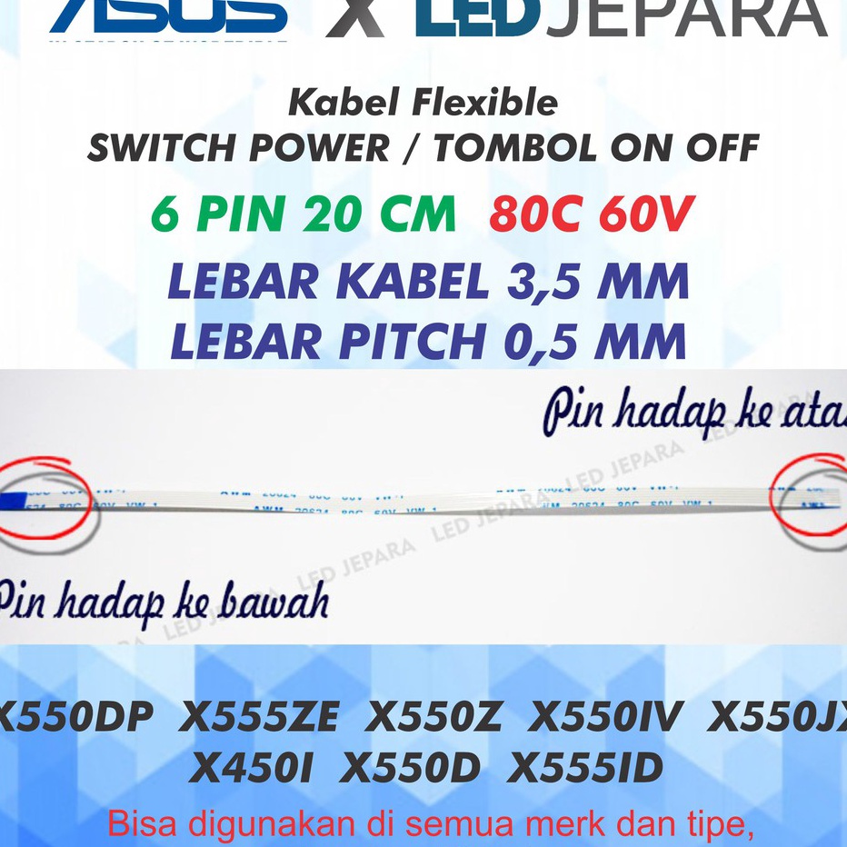 MTSM4722 (V44859) Flexible Kabel Switch On Off Power laptop ASUS Kabel Fleksibel  6 Pin Reverse Lapt