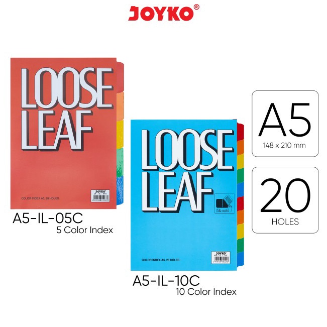 

➨Paling Popular Color Index Loose Leaf Pembatas Kertas Binder Joyko A5 B38 ✪