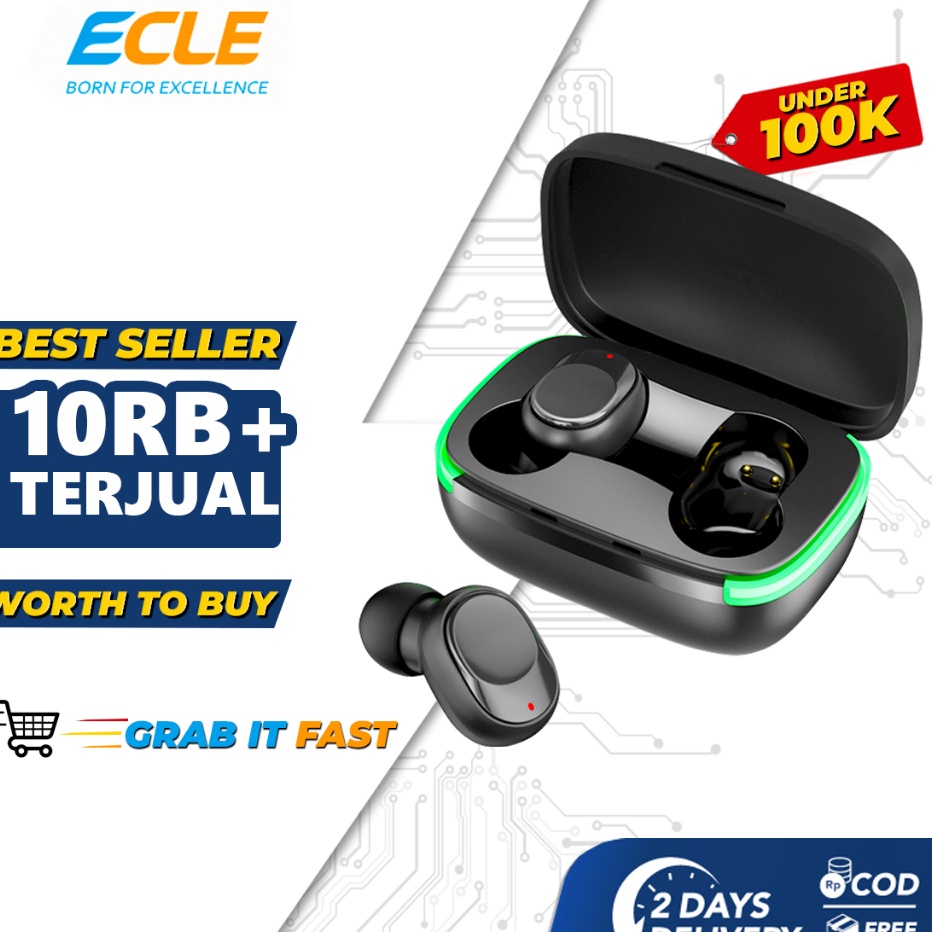 12.12 ✨Promo✨ ECLE Y60 TWS Music Earphone Bluetooth Headset Smart Noise Reduction True Wireless HiFi