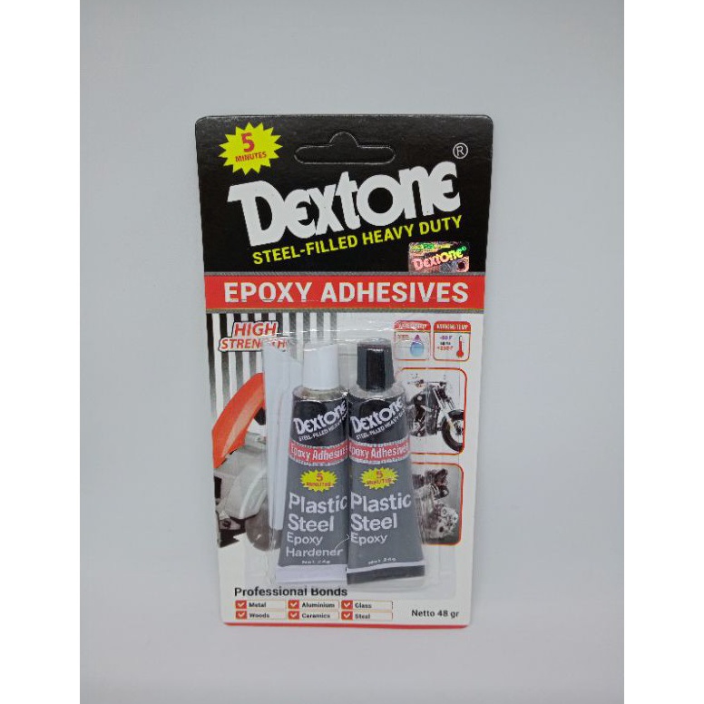 

Stok Baru Dextone Lem Besi Epoxy Plastic Steel 5 menit 48 gram - Lem Perekat Besi Baja Kayu Plastik Keramik Murah 98