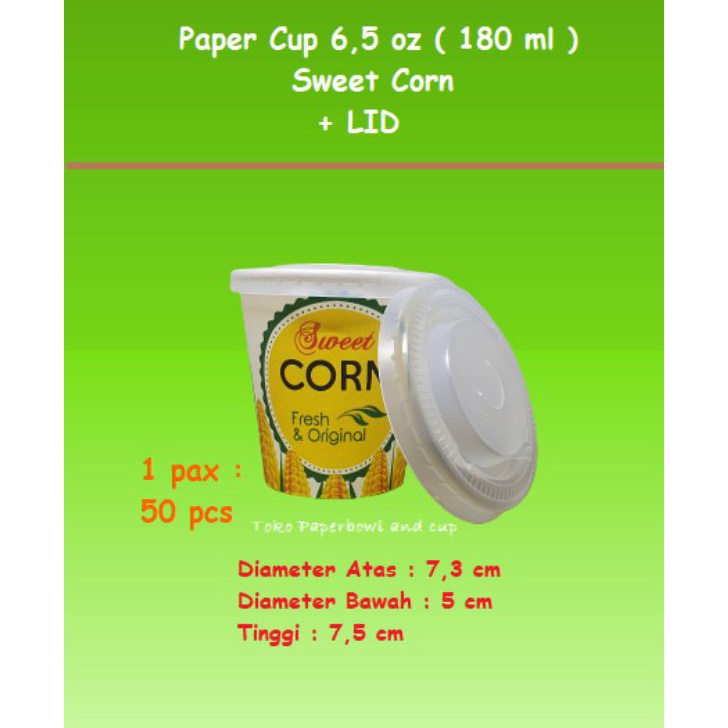 DDU229 Paper Hot Cup Jasuke 6,5 oz 180 ml + Tutup Putih isi 50 pcs Motif Jagung Say Jasuke Gelas Kertas UMKM &lt;&lt;&gt;&gt;