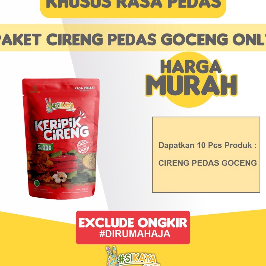 

➦➮✶✺ Paket Keripik Cireng Pedas Goceng Only (25Gram)-Sikaya Terbaru