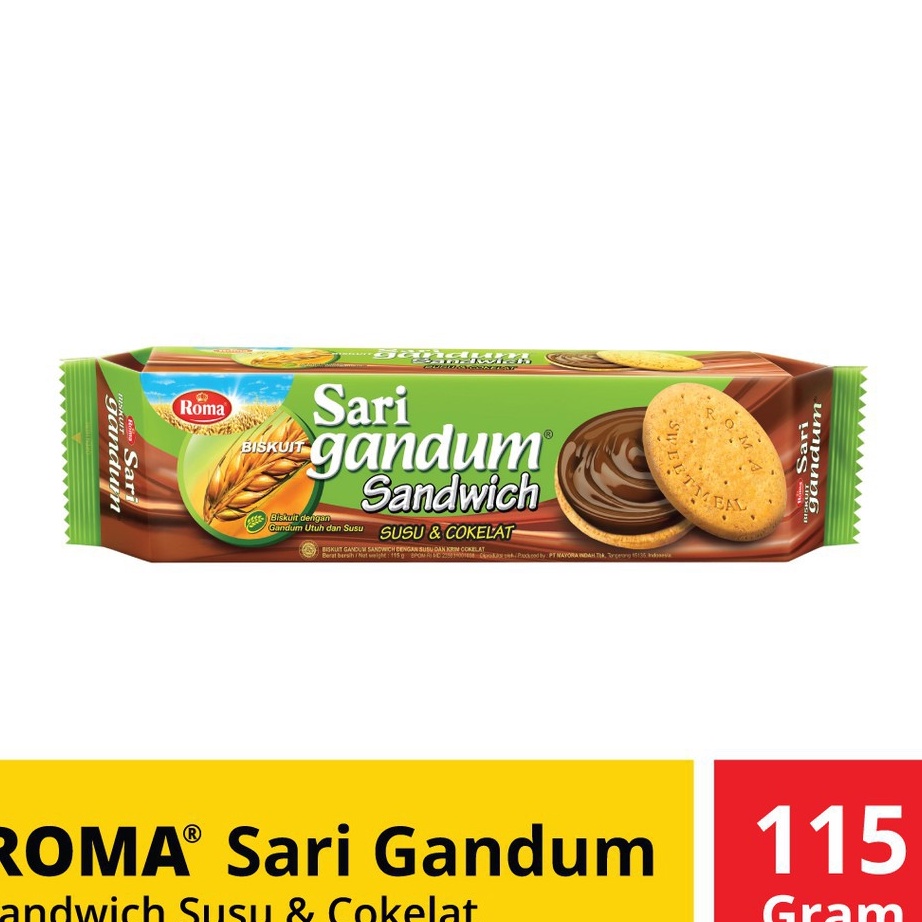 

➞✧✴ Roma Sari Gandum Susu Cokelat 115gr Big Sale