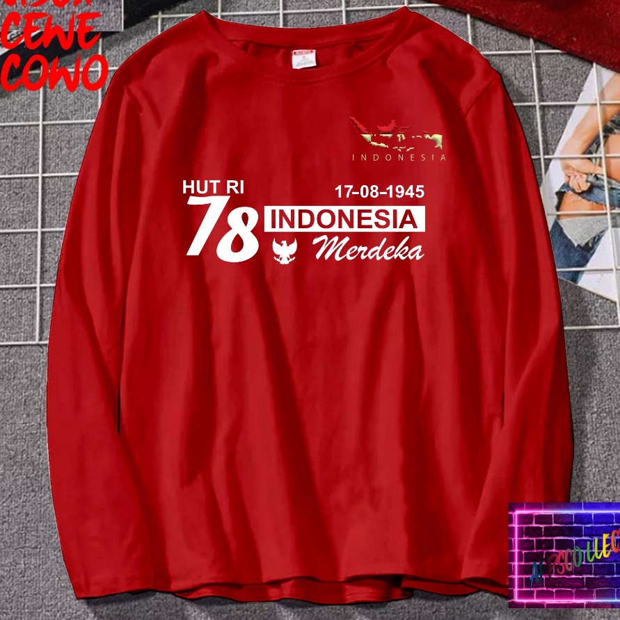 [Q.F➛B❣] JUMBO Lengan Panjang Kaos Hut 78  RI 17 agustus 1945 kemerdekaan RI KAOS HITS KAOS BANDUNG 