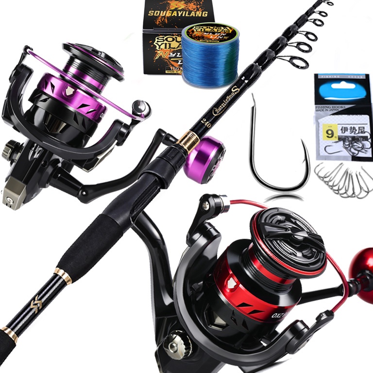 PALING DICARI Carbon Fiber Joran Pancing set Pancing Telescopic Fishing Rod 1.8m 2.1m 2.4m Ultraligh