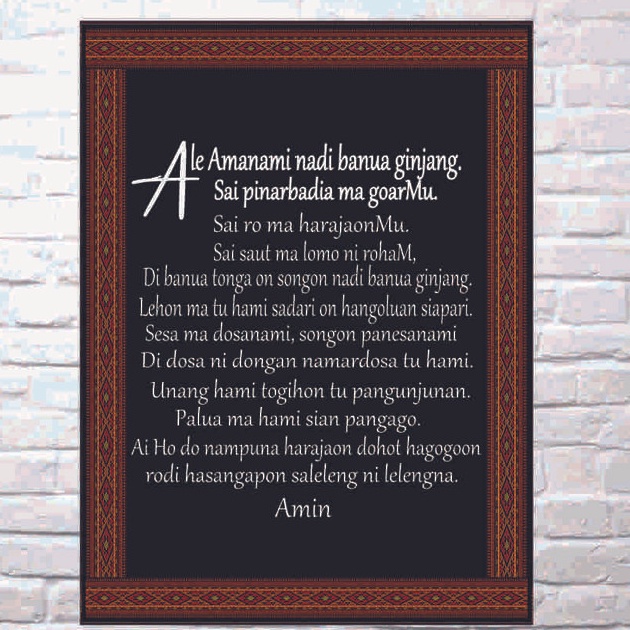 DOA BAPA KAMI BAHASA BATAK SIZE 40X30 CM TYPE FRAMEBLOK