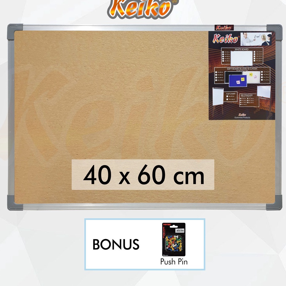 

➞Terbatas Softboard / Pin Board / Cork Board / Papan Pengumuman / Mading Gantung Polos Keiko 40 x 60 cm J74 ➬