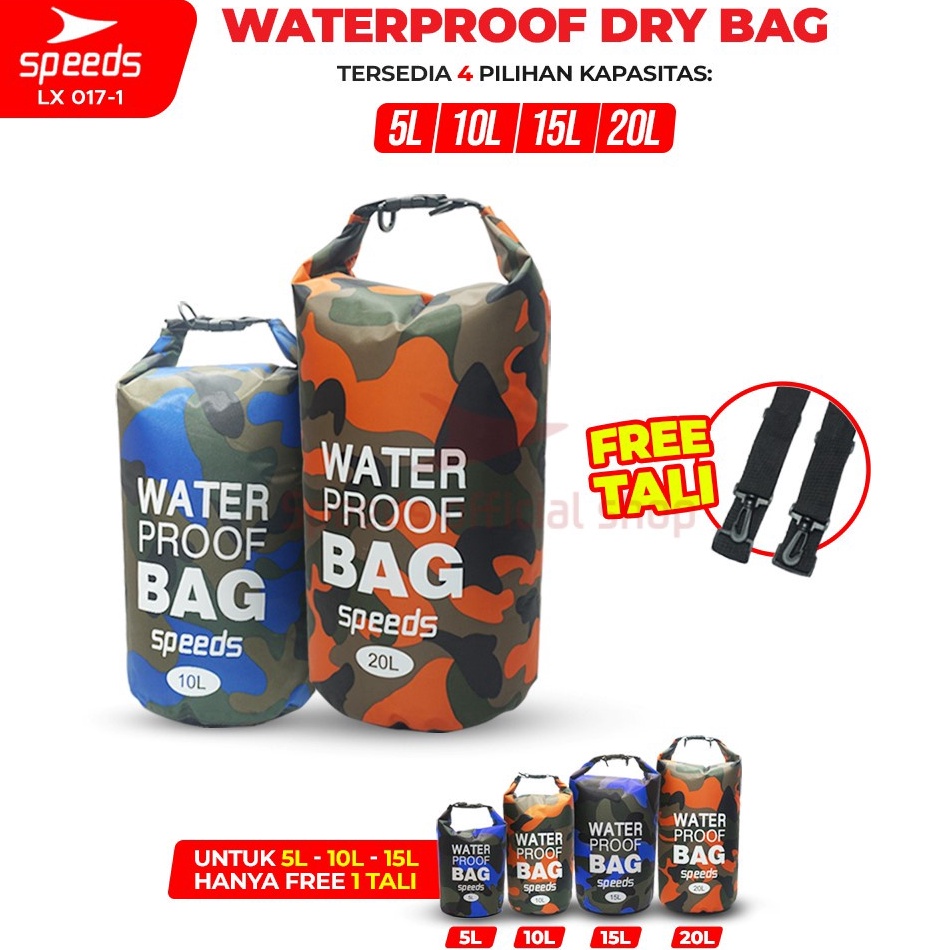 ❈Diskon SPEEDS Dry Bag Waterproof Portabel Tas Anti Air Tas Selempang Ocean Pack Dry Bag Ransel Pela