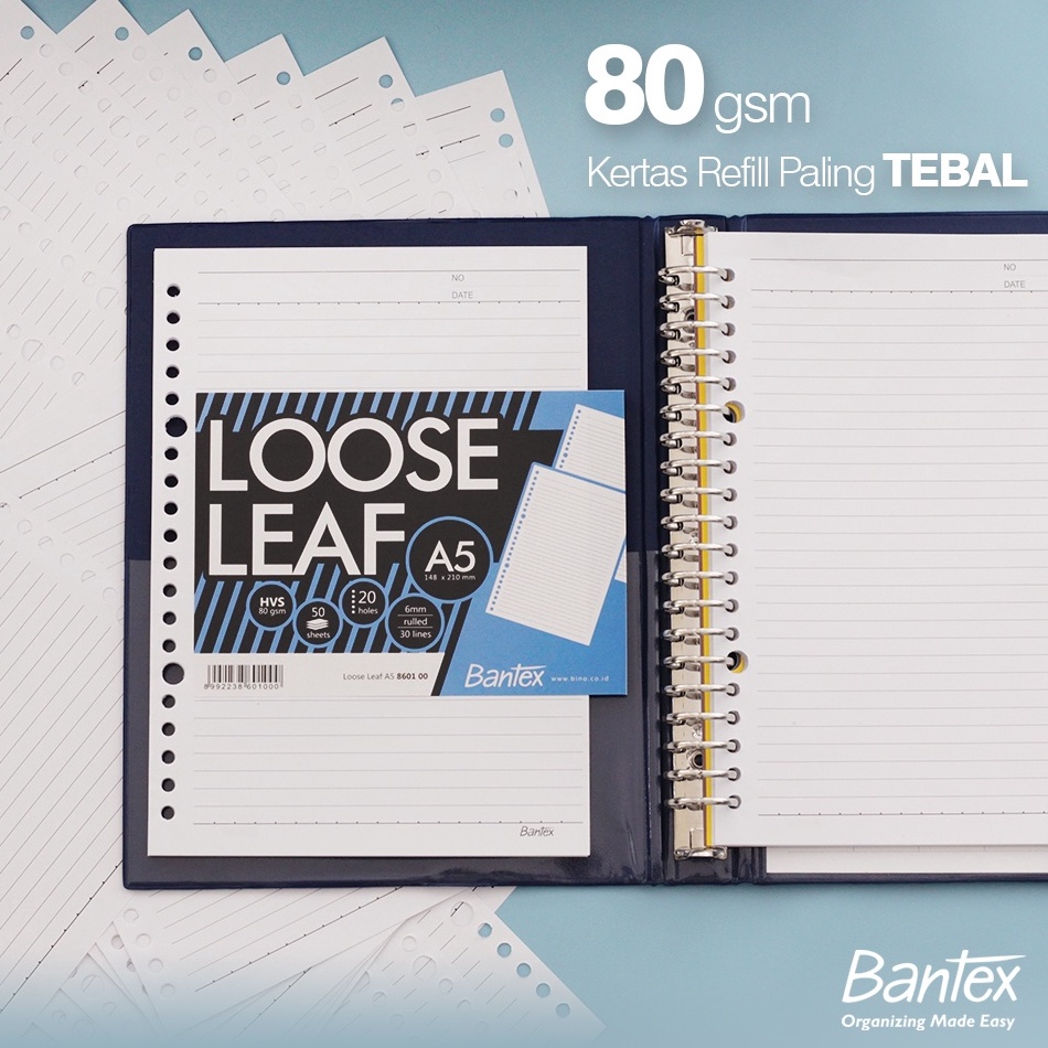 

Murah❇ Bantex Loose Leaf A5 Paper 20 Ring 80gsm Kertas Refill Binder Paling TEBAL 8601 00 Z82